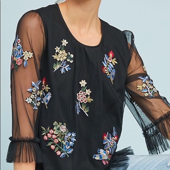 Anthro Ranna Gill Daria Embroidered Top Size S - Picture 2 of 8